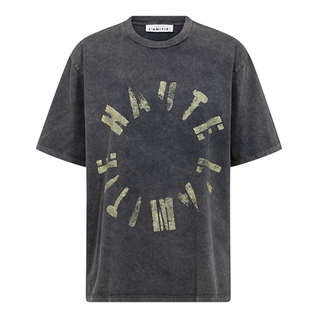Haute L'Amitié Logo Circle Tee Black Acid Wash